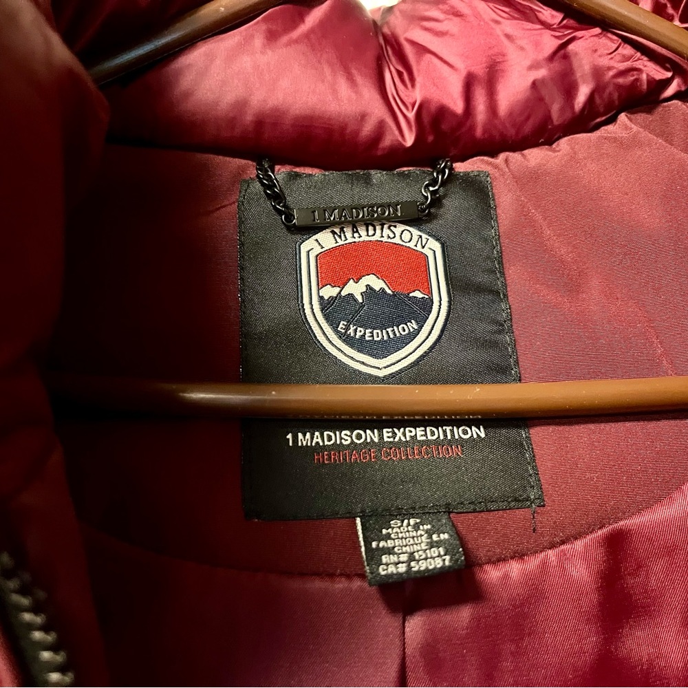 Detachable fur trim/ never been worn!  Bought at Nordstrom Rack.  Burgundy - Picture 3 of 5